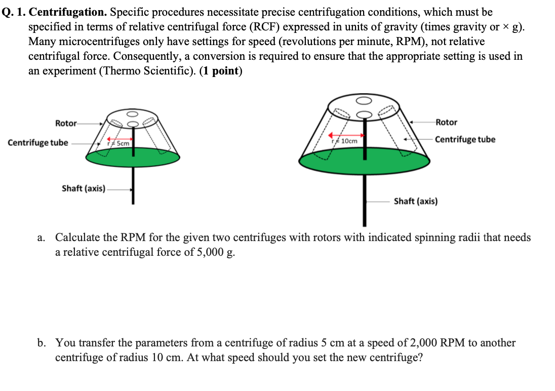 Solved Q. 1. Centrifugation. Specific procedures necessitate