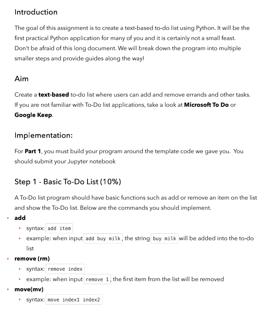 Solved To do List application, using python code in | Chegg.com