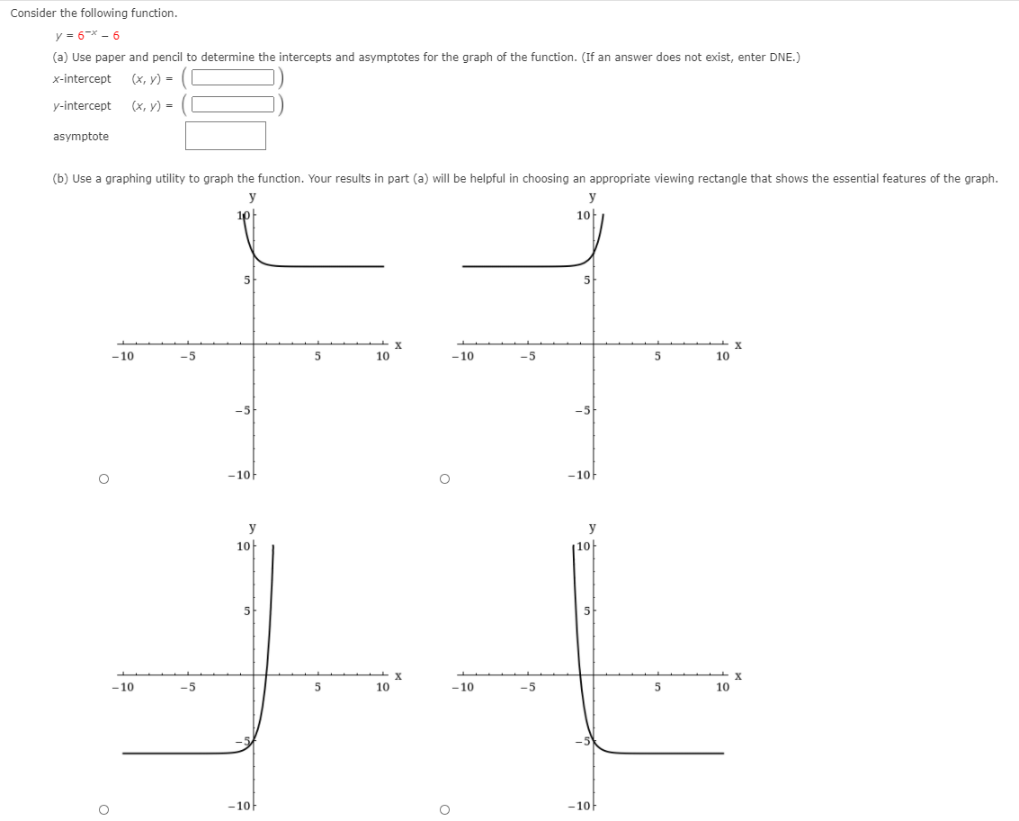 Solved Consider the following function. y = 6-* - 6 (a) Use | Chegg.com