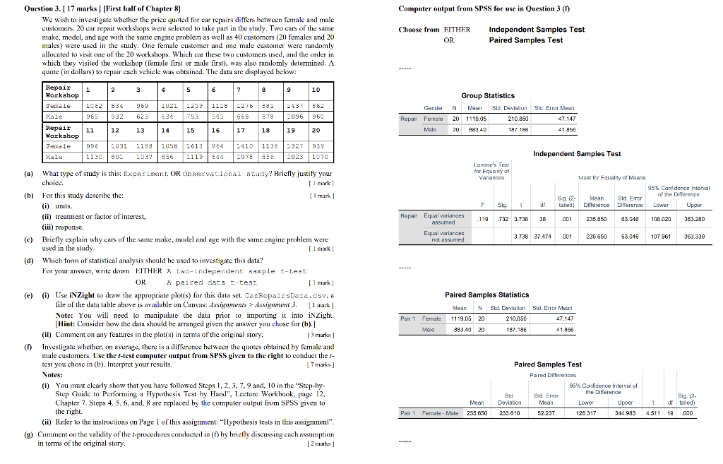 Solved Computer output from SPSS for use in Question 3 (0) | Chegg.com