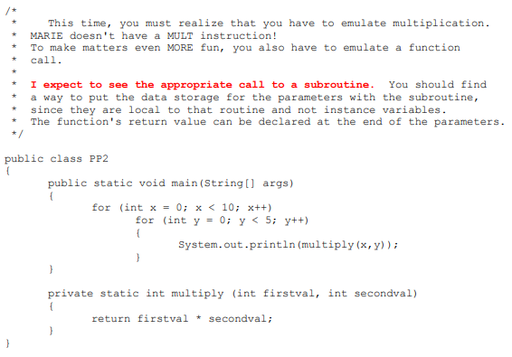Translate this Java Code to Marie Sim, and provide | Chegg.com