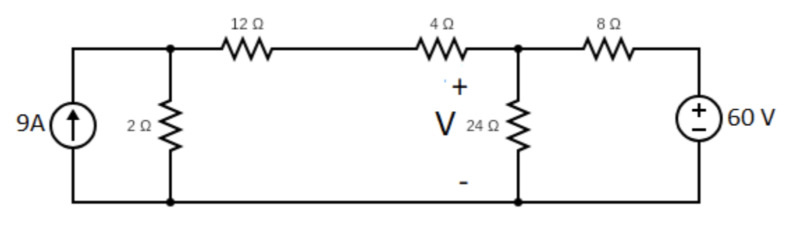 Solved Find the 'V' voltage in the circuit shown in the | Chegg.com