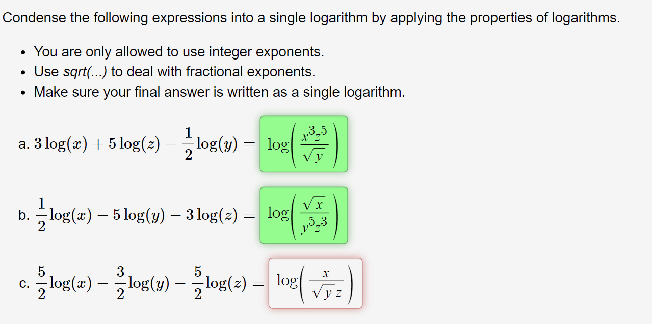 Solved Condense the following expressions into a single | Chegg.com