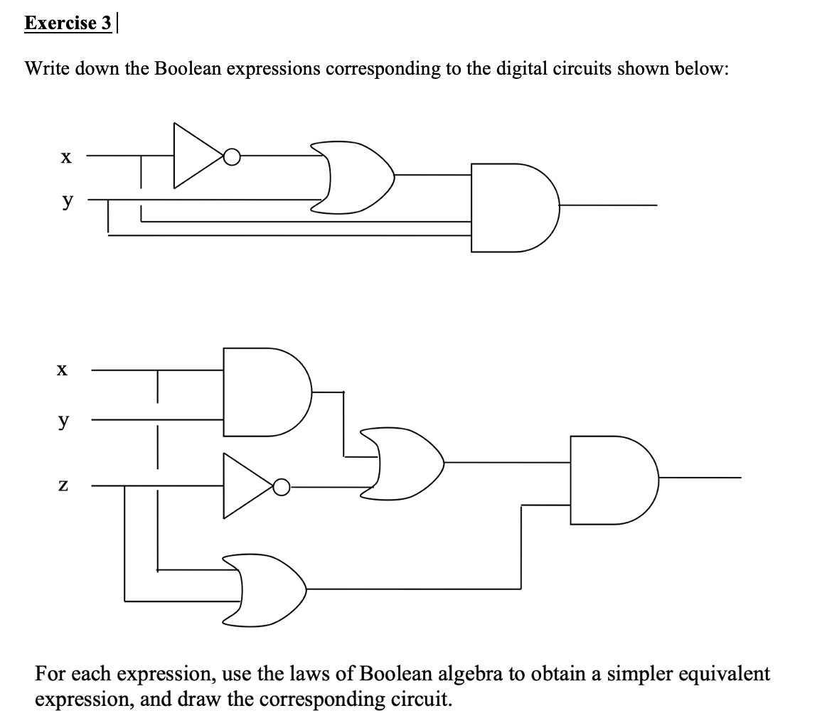 Solved Exercise 3 Write down the Boolean expressions | Chegg.com