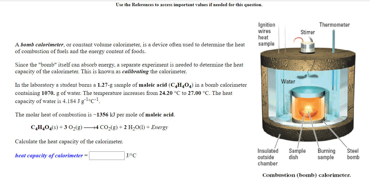 Solved A bomb calorimeter, or constant volume calorimeter, | Chegg.com