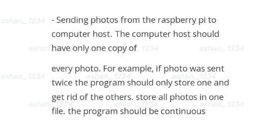 Solved 123 - Sending photos from the raspberry pi to | Chegg.com