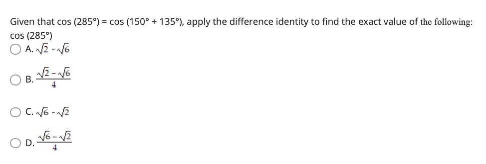 solved-given-that-cos-285-cos-150-135-apply-the-chegg