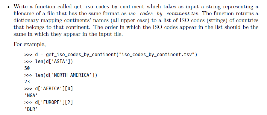 Solved Write a function called get_iso_codes_by_continent | Chegg.com