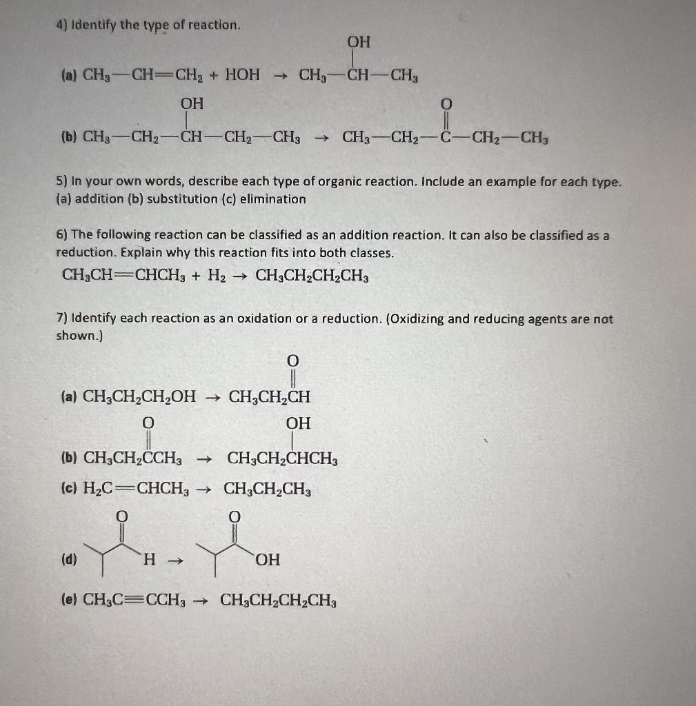 Solved 4) Identify the type of reaction. (a) | Chegg.com
