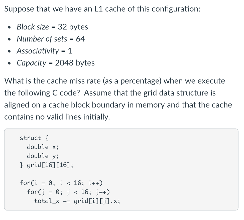 Solved Suppose that we have an L1 cache of this | Chegg.com