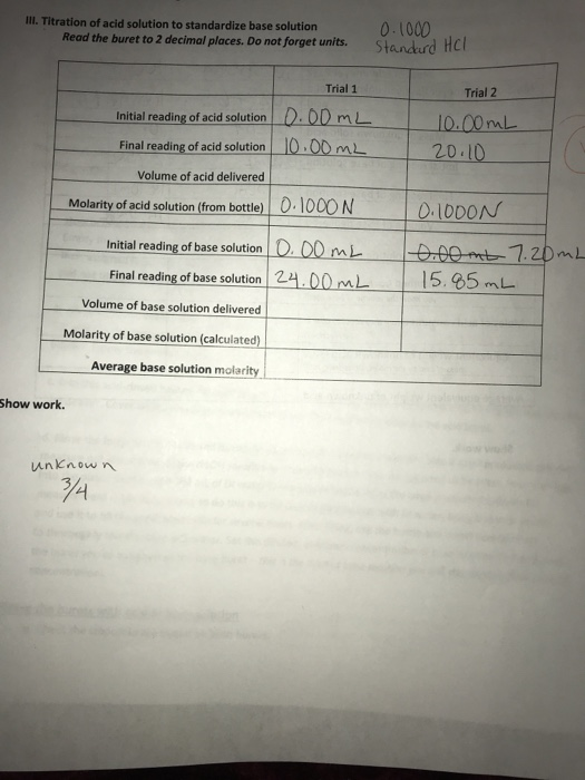 Solved 0.1000 Read the buret to 2 decimal places. Do not