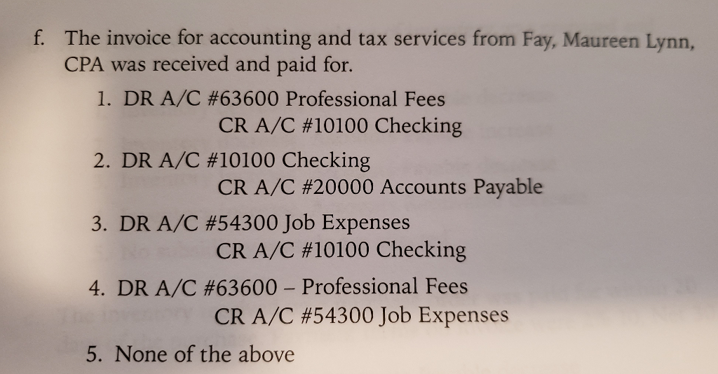 Solved For each of the following transactions, select the | Chegg.com