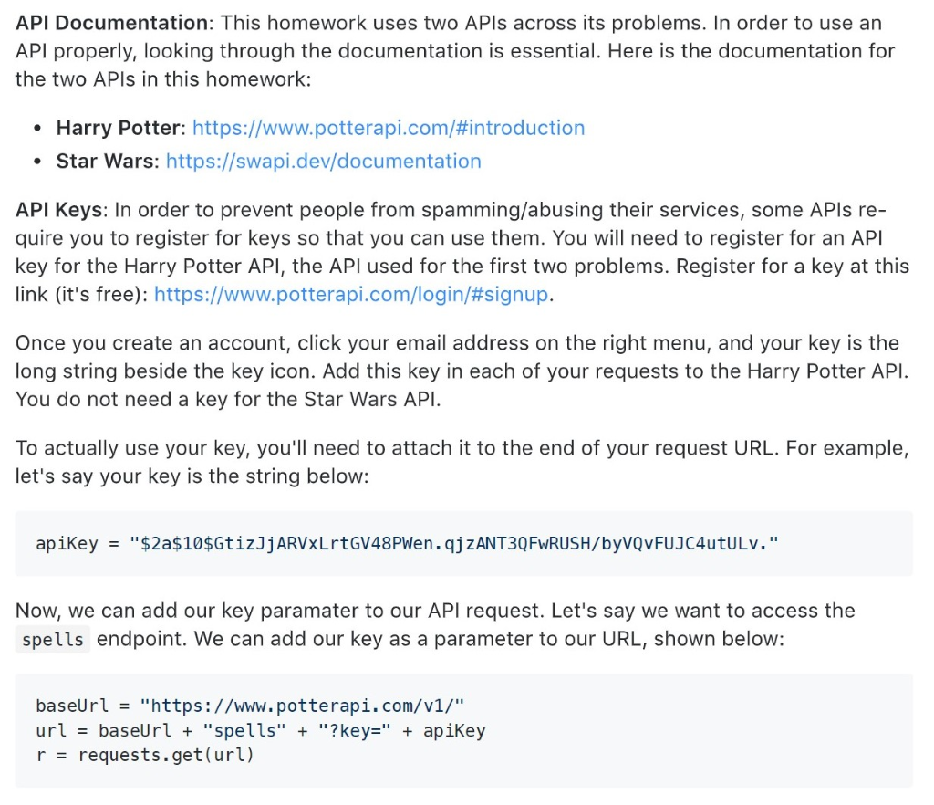 Solved API Documentation: This homework uses two APIs across | Chegg.com