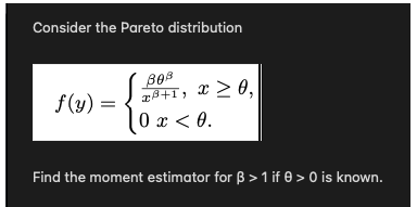 Solved Consider the Pareto distribution | Chegg.com