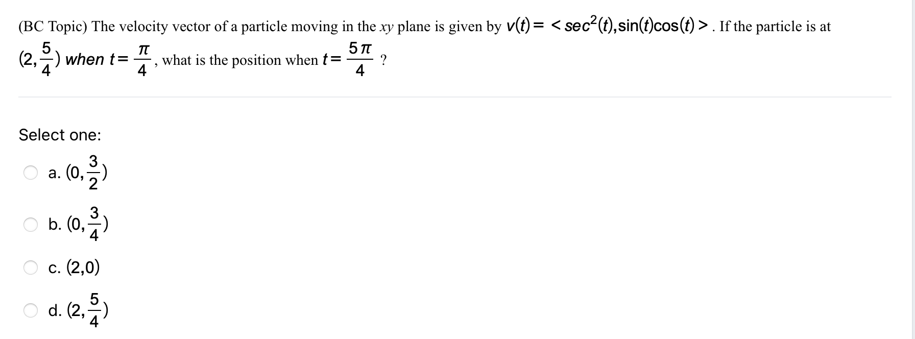 Solved (BC Topic) The velocity vector of a particle moving | Chegg.com
