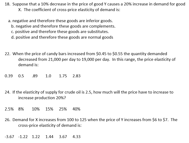 Solved 18. Suppose that a 10 decrease in the price of good