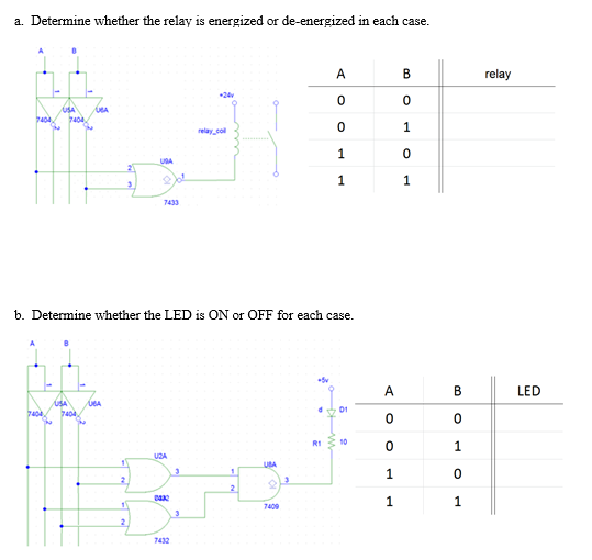 Solved a. Determine whether the relay is energized or de