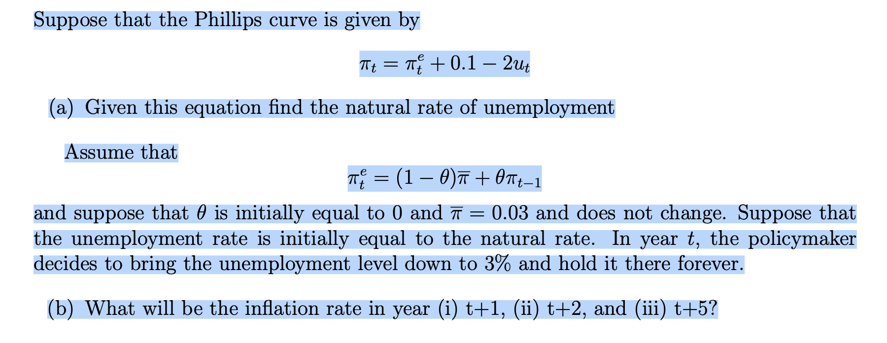 Solved Suppose That The Phillips Curve Is Given By | Chegg.com