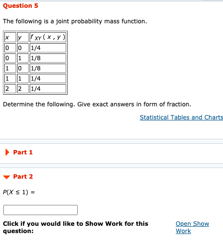 Solved Question 5 The following is a joint probability mass | Chegg.com