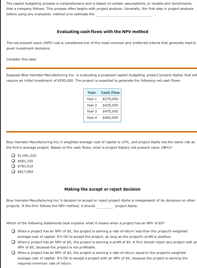 Solved The capital budgeting process is comprehensive and is | Chegg.com