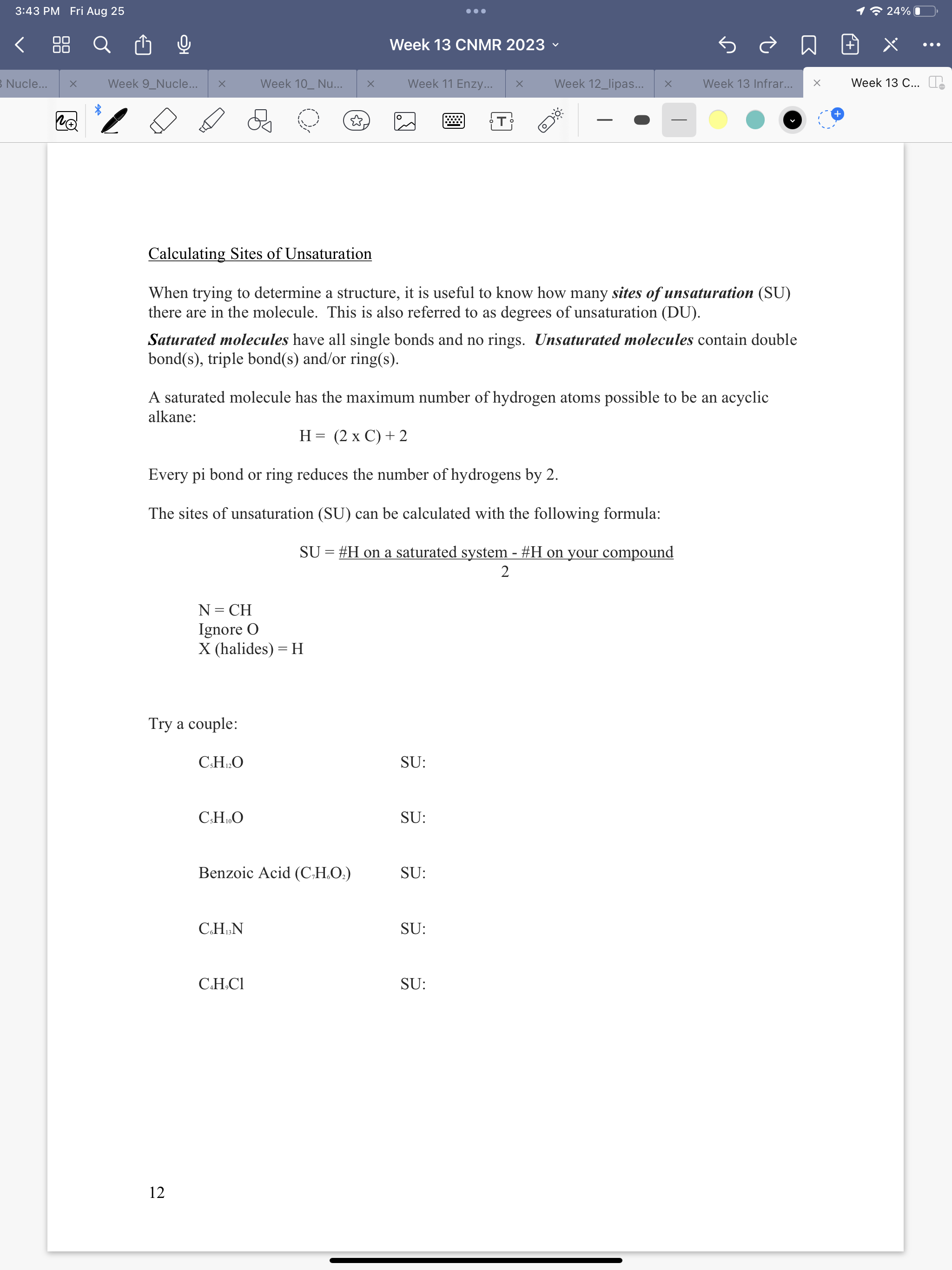 Solved Calculating Sites of Unsaturation When trying to | Chegg.com