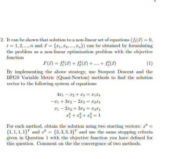 2. It can be shown that solution to a non-linear set | Chegg.com