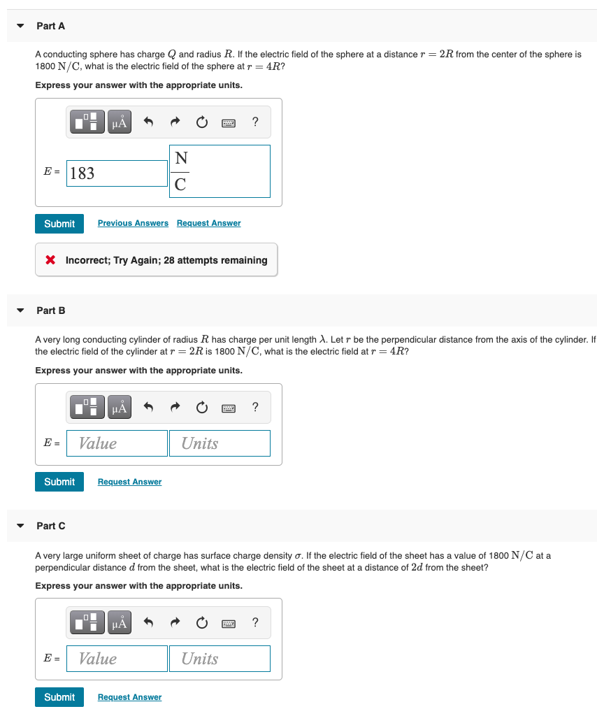 Solved Part A A Conducting Sphere Has Charge Q And Radius R. | Chegg.com