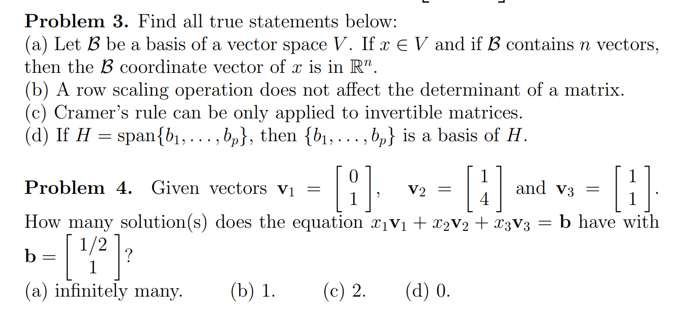 Solved Problem 3. Find All True Statements Below: (a) Let B | Chegg.com