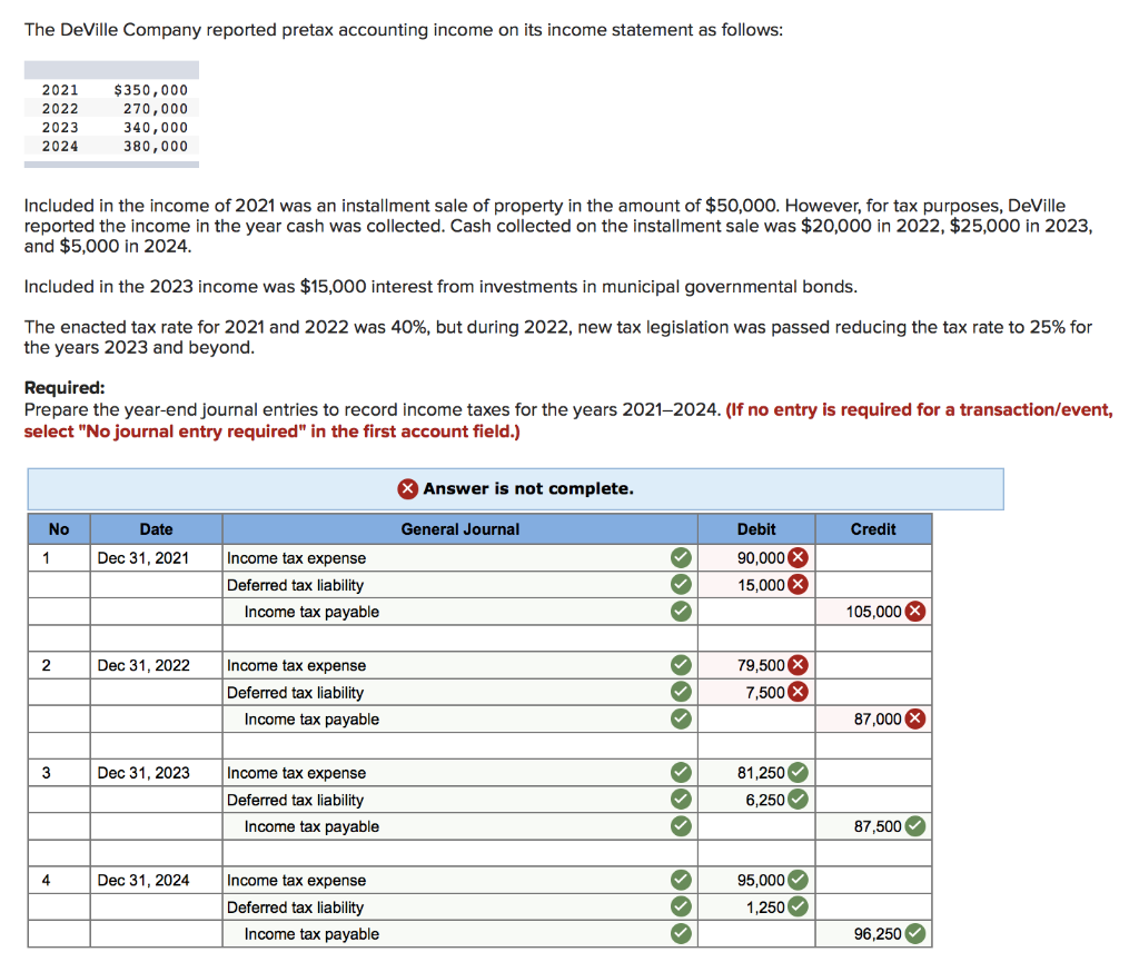 Solved The DeVille Company reported pretax accounting