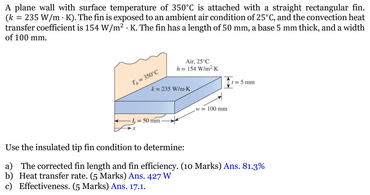 Solved A plane wall with surface temperature of 350∘C is