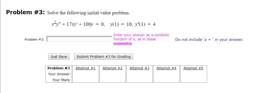 Solved Problem #3: Solve the following initial value | Chegg.com