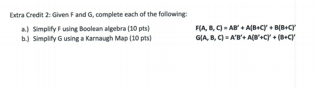 Solved Extra Credit 2: Given F and G, complete each of the | Chegg.com