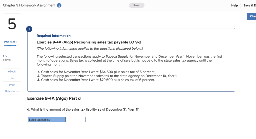 Solved Chapter 9 Homework Assignment i Saved Help Save & | Chegg.com