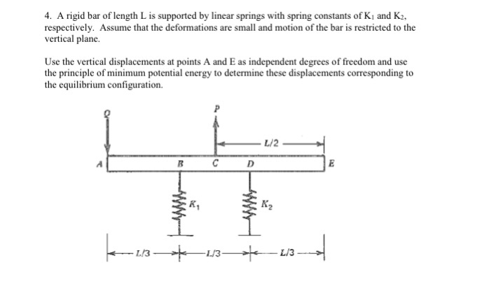 Solved 4. A rigid bar of length L is supported by linear | Chegg.com