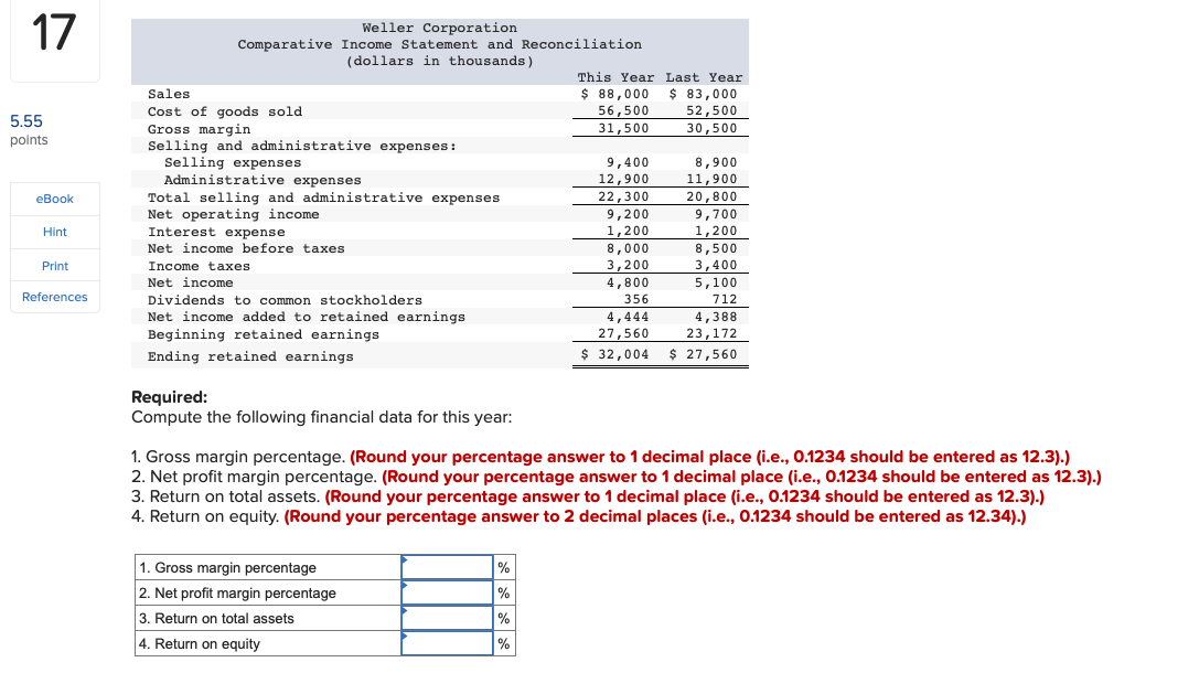 Solved Required: Compute the following financial data and | Chegg.com