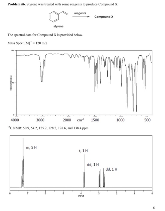 Solved Problem #6. Styrene was treated with some reagents to | Chegg.com