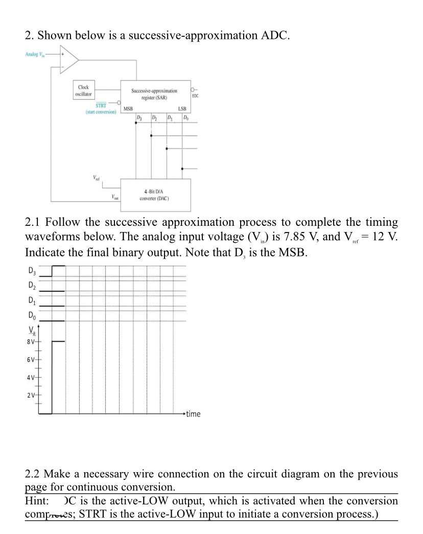 Solved 2. Shown below is a successiveapproximation ADC.