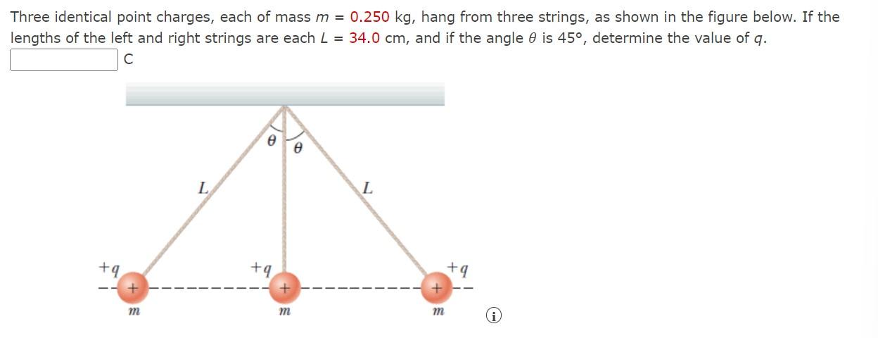 Solved Three Identical Point Charges, Each Of Mass M=0.250 