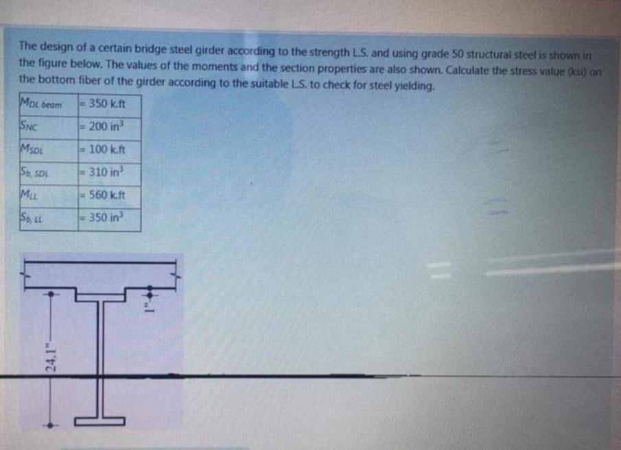 The design of a certain bridge steel girder according | Chegg.com