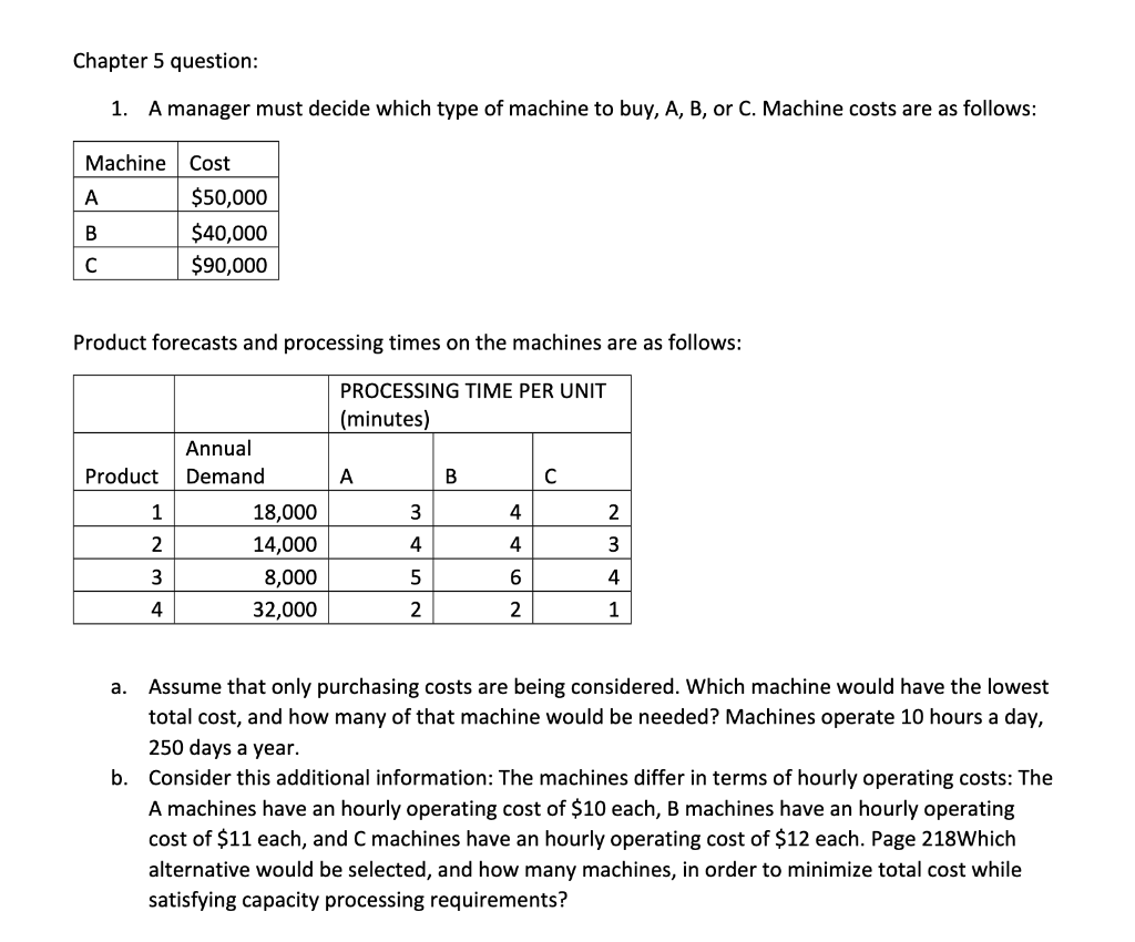 Solved Chapter 5 Question: 1. A Manager Must Decide Which | Chegg.com