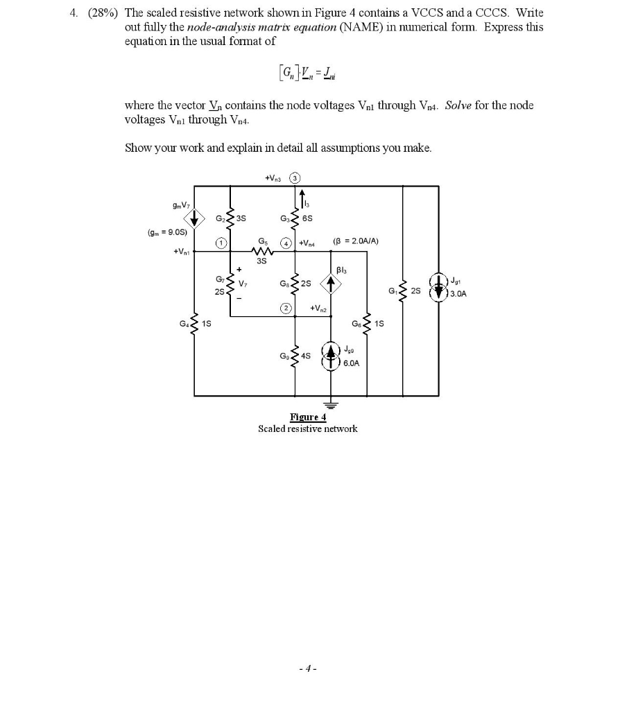 Solved 4. (28) The scaled resistive network shown in Figure