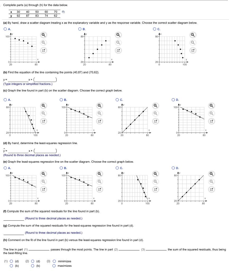Solved Complete Parts A Through H For The Data Below Chegg Com