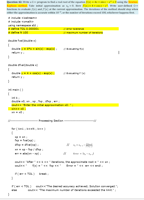Solved Question 45: Write a C++ program to find a real root | Chegg.com