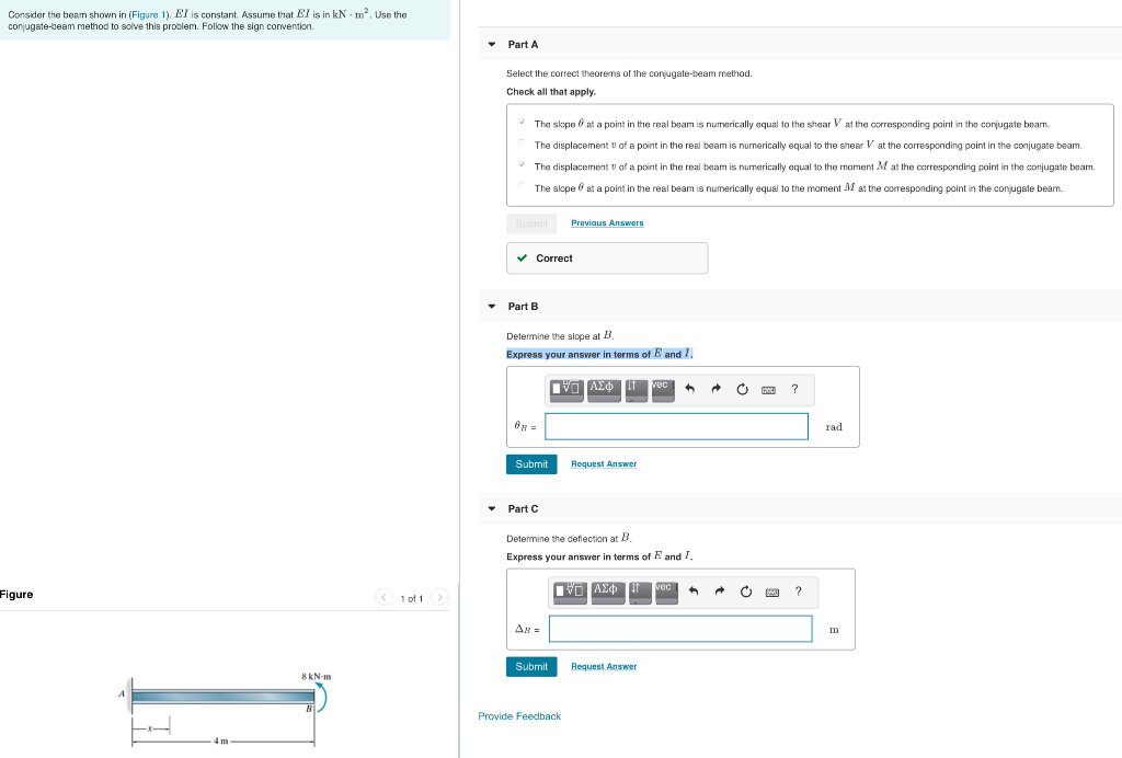 Solved Consider the beam shown in (Figure 1), El is | Chegg.com