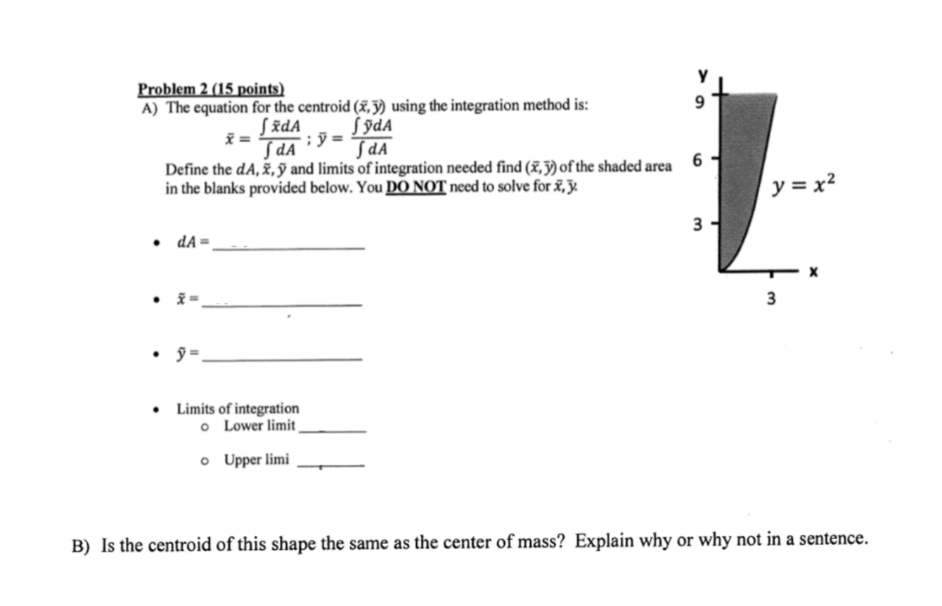 Solved Problem 2 (15 ﻿points)A(x‾,bar (y)) ﻿using the | Chegg.com