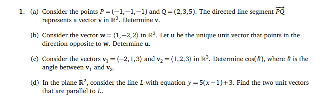 Solved 1 A Consider The Points P 1 1 1 Andq 2 3 Chegg Com