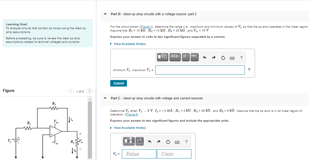 Solved Part B - Ideal Op Amp Circuits With A Voltage Source: | Chegg.com