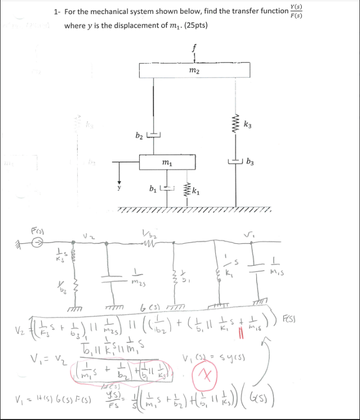 Solved 1- For the mechanical system shown below, find the | Chegg.com