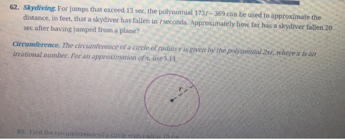 Solved 62. Skydiving. For jumps that exceed 13 sec, the | Chegg.com