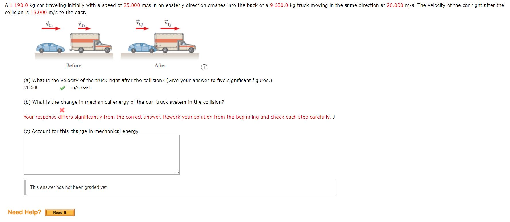 Solved A 1 190 0 Kg Car Traveling Initially With A Speed Of